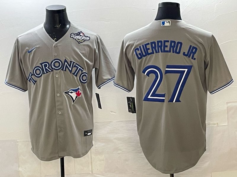 Men 2025 Nike Toronto Blue Jays #27 Guerrero jr Grey Game MLB Jersey 03->toronto blue jays->MLB Jersey